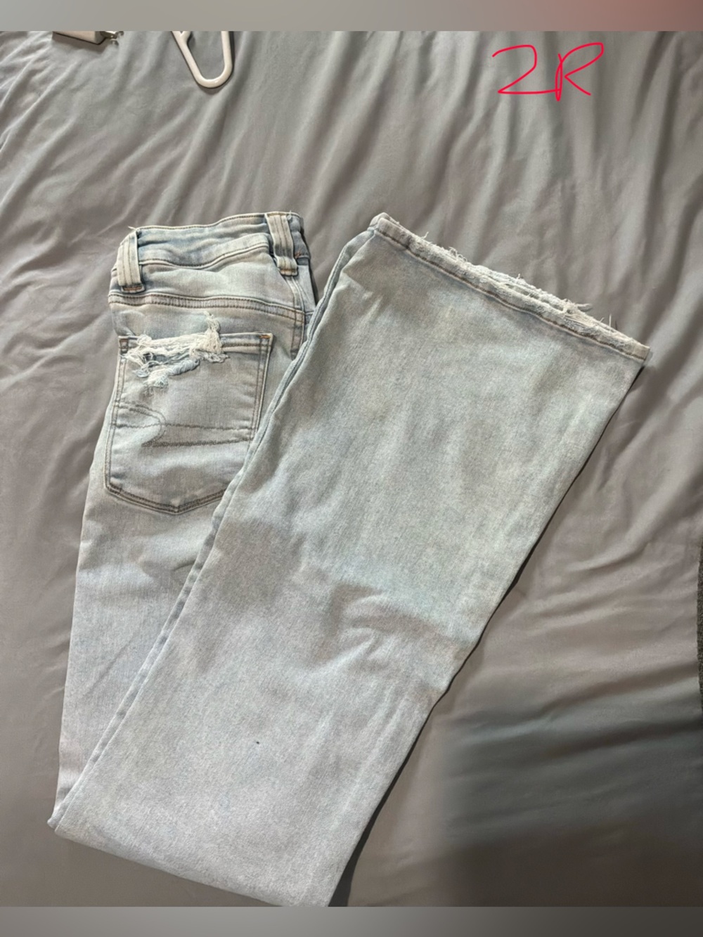 American Eagle Outfitters Light Wash Distressed Wide Leg Jeans